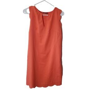 Shein Solid Orange Sleeveless Scalloped Keyhole Shift Mini Dress Size XS